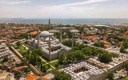 Aerial view of Suleymaniye Mosqueの写真素材