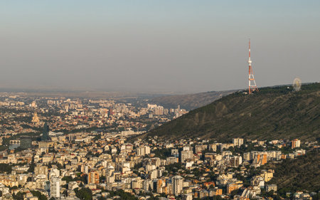 Tbilisi skyline with Mtatsminda ridge and TV tower
