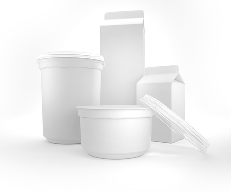 Blank fermented milk product packaging isolated on white background. 3d renderの写真素材
