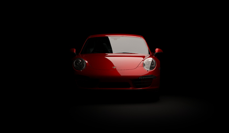 Almaty, Kazakhstan. MARCH 18: Porsche 911 carrera turbo luxury stylish fast sport car black dark background. 3D renderのeditorial素材
