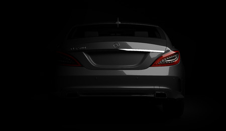 Almaty, Kazakhstan - march 24, 2019: Mercedes-Benz cls 500 AMG stylish luxury business class fast car on dark background. 3d renderのeditorial素材