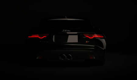 Almaty, Kazakhstan. April 01: Jaguar F-type SVR luxury stylish fast sport car on black background. 3D renderのeditorial素材