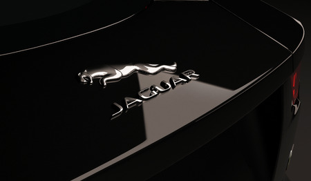 Almaty, Kazakhstan. April 01: Jaguar F-type SVR luxury stylish fast sport car on black background. 3D renderのeditorial素材