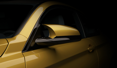 Side view mirror in a sports coupe. 3d renderの写真素材