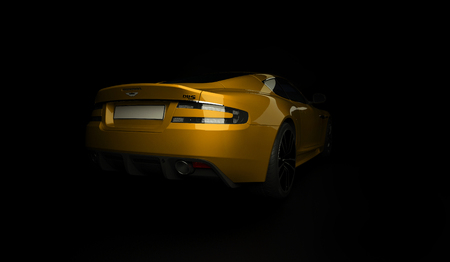 Almaty, Kazakhstan. April 15: British luxuty sport car coupe Aston Martin DBS on black background. 3D renderのeditorial素材