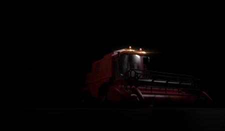 Modern combine with headlights on black background. 3d renderの写真素材