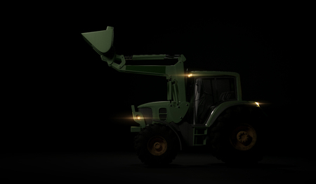 Hydraulic loader Excavator on black background. 3d render.の写真素材