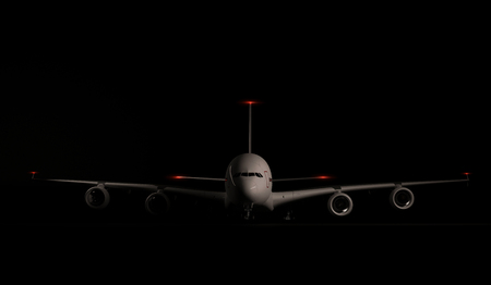large passenger plane airbus parked on black background. 3d renderの写真素材