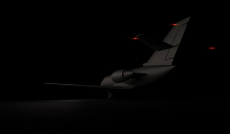 Luxury Generic Design Private Jet plane parking on black background. 3d renderの写真素材