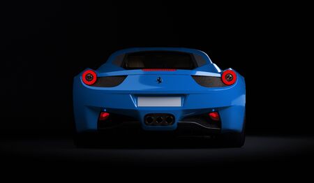 Almaty, Kazakhstan. Juli 25, 2019: Ferrari 458 Italia Pininfarina. luxury stylish supercar on dark background. 3D renderのeditorial素材