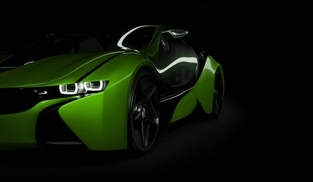 Almaty, Kazakhstan August 10, 2019. BMW i8 concept on the dark isolated background. 3D renderのeditorial素材