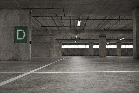 Empty underground parking. 3d renderの写真素材