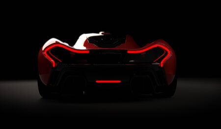 Almaty, Kazakhstan - Oktober 22, 2019: Mclaren P1 stylish luxury supercar on dark background. 3d renderのeditorial素材