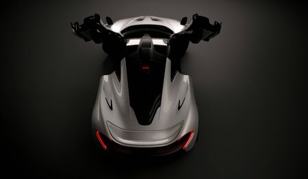 Almaty, Kazakhstan - Oktober 22, 2019: Mclaren P1 stylish luxury supercar on dark background. 3d...