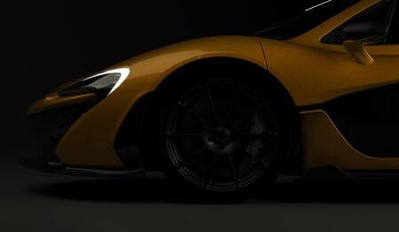 Almaty, Kazakhstan - Oktober 22, 2019: Mclaren P1 stylish luxury supercar on dark background. 3d renderのeditorial素材