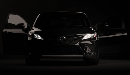 lmaty, Kazakhstan, november 5, 2019. Toyota Camry 70 on the black background. 3D renderのeditorial素材