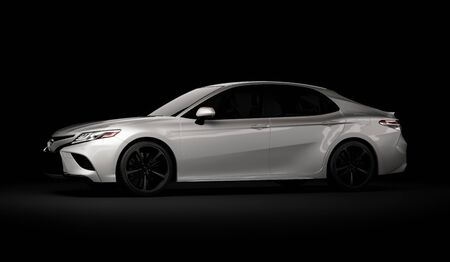 lmaty, Kazakhstan, november 5, 2019. Toyota Camry 70 on the black background. 3D renderのeditorial素材