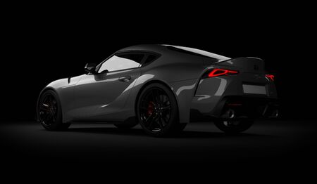 Almaty, Kazakhstan. November 15: fast sport car Toyota supra GR on black background. 3D renderのeditorial素材