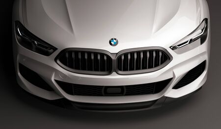 Kazakhstan, Almaty - January 20, 2020: All-new BMW 8 Series Coupe on dark background. 3d renderのeditorial素材
