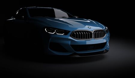 Kazakhstan, Almaty - January 20, 2020: All-new BMW 8 Series Coupe on dark background. 3d renderのeditorial素材