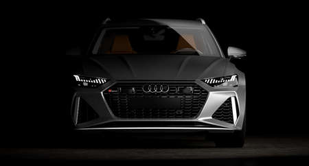 Almaty, Kazakhstan. MARCH 28, 2020: Audi RS6 Avant luxury stylish car isolated on white background. 3D renderのeditorial素材
