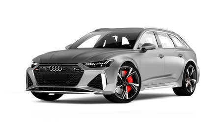 Almaty, Kazakhstan. MARCH 28, 2020: Audi RS6 Avant luxury stylish car isolated on white background. 3D renderのeditorial素材