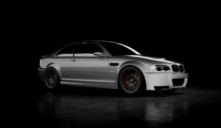 Almaty, Kazakhstan - Oktober 19, 2020: BMW M3 E46 csl sports car on the dark background. 3d renderのeditorial素材