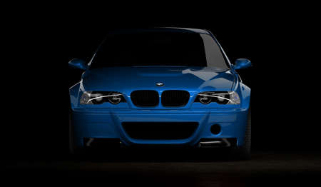Almaty, Kazakhstan - Oktober 19, 2020: BMW M3 E46 csl sports car on the dark background. 3d renderのeditorial素材