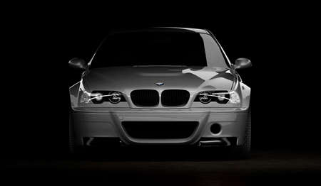Almaty, Kazakhstan - Oktober 19, 2020: BMW M3 E46 csl sports car on the dark background. 3d renderのeditorial素材