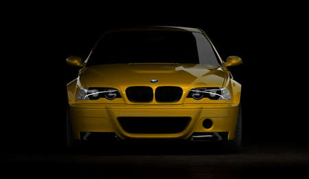 Almaty, Kazakhstan - Oktober 19, 2020: BMW M3 E46 csl sports car on the dark background. 3d renderのeditorial素材