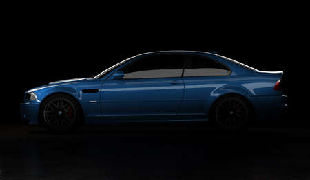 Almaty, Kazakhstan - Oktober 22, 2020: BMW M3 E46 csl sports car on the dark background. 3d renderのeditorial素材