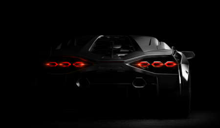 Almaty, Kazakhstan - Jan 10.2022: Lamborghini Sian FKP 63 sports car on dark background, 3d renderのeditorial素材