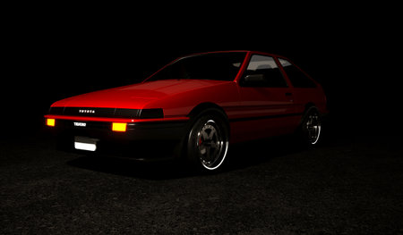Almaty, Kazakhstan - MAY, 2021 : Toyota AE86 Sprinter Trueno popular car. 3d renderのeditorial素材
