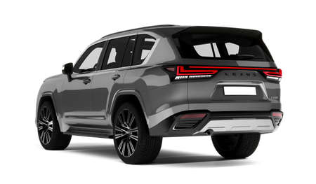 Almaty, Kazakhstan - May 20, 2022: Lexus LX 600, brand new luxury SUV 2022 on the white background. Isolated. 3d renderのeditorial素材
