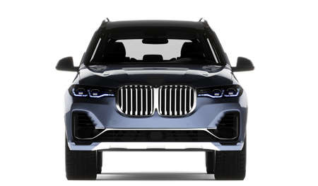 Almaty, Kazakhstan, June 2022: luxury car BMW X7 isolated on the dakr background. 3d renderのeditorial素材