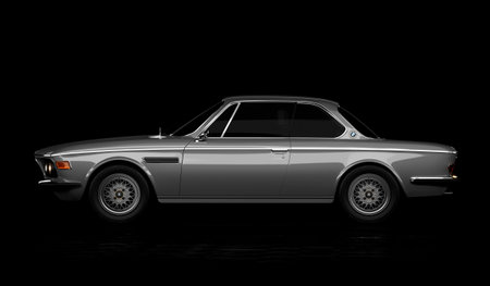 Almaty, Kazakhstan - September 25, 2022: BMW e9 3.0 CSi classic German big fast grand luxury executive 1970s coupe car on the isolated background. 3d renderのeditorial素材