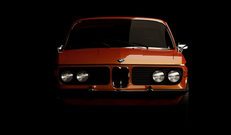 Almaty, Kazakhstan - September 25, 2022: BMW e9 3.0 CSi classic German big fast grand luxury executive 1970s coupe car on the isolated background. 3d renderのeditorial素材