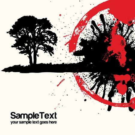 Tree with grunge splattersのイラスト素材