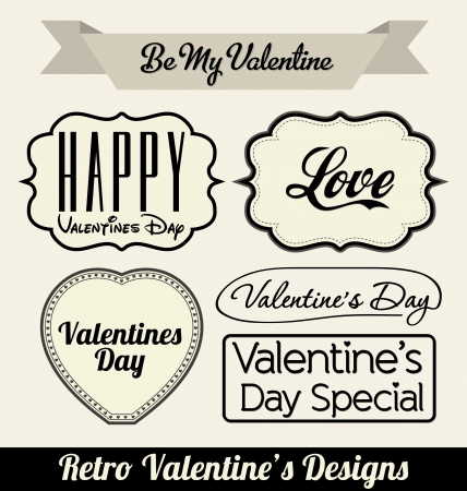 Typographic Retro Valentines Designsのイラスト素材