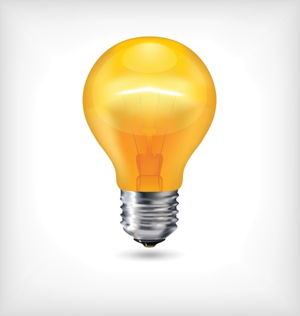 Glossy Light Bulb - Yellow Incandescent Realistic Lightのイラスト素材