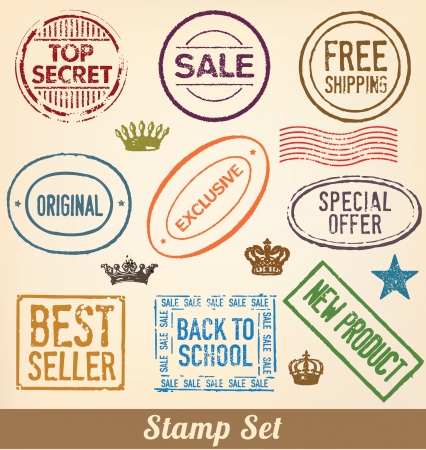 Stamp Set - Collection of detailed merchandise stamps for your product or businessのイラスト素材