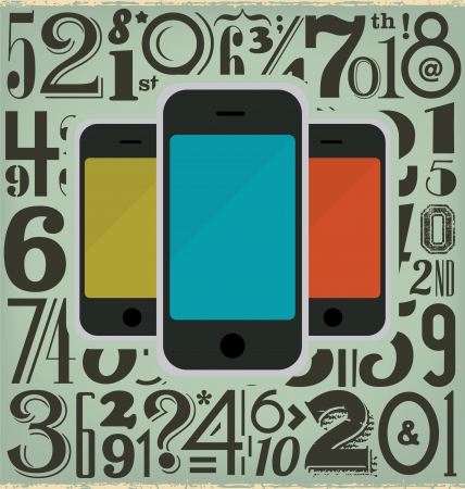 Retro Phones and Numbers Designのイラスト素材
