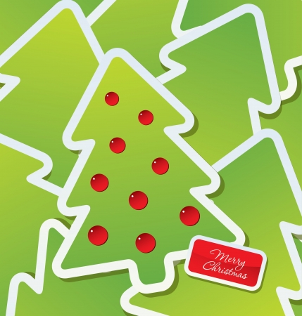 Christmas theme - Decorated green Christmas tree labelsのイラスト素材