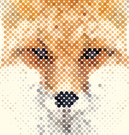 Fox portrait made of geometrical shapesのイラスト素材