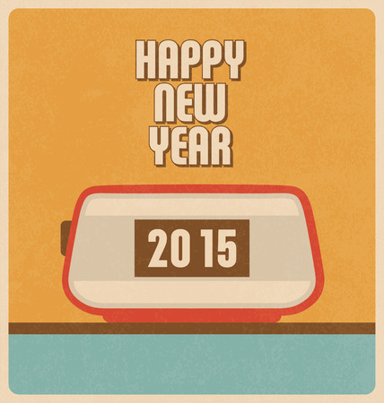 Happy New Year 2015 - Retro Clock Designのイラスト素材