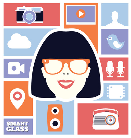 Flat Design Technology Concept - Smart Glassesのイラスト素材