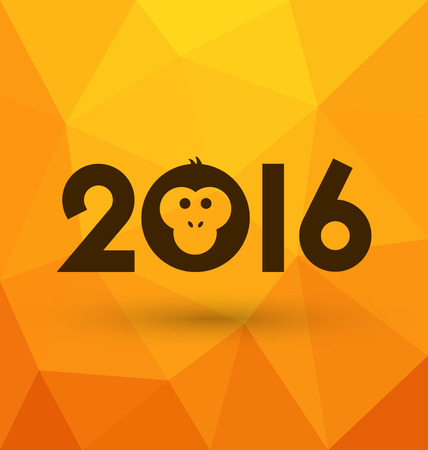 2016 - Year of the Monkey - Typeface with illustration on trendy triangle backgroundのイラスト素材