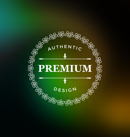 Calligraphic Label Design Template - Classic Ornamental Style. Elegant frame and typography on colorful background - Ideal logo for any business with classic corporate identity visualのイラスト素材