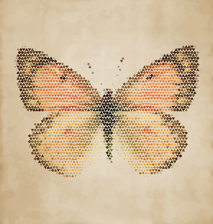 Abstract Butterfly Illustration - Butterfly design made of geometrical elements - colorful triangles and rhombsのイラスト素材
