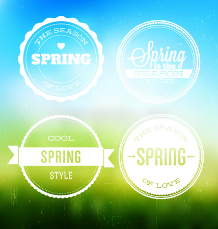 Spring Typographic Labels Setのイラスト素材